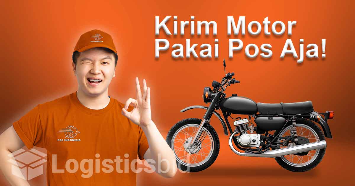 ilustrasi kirim paket dan motor via pos