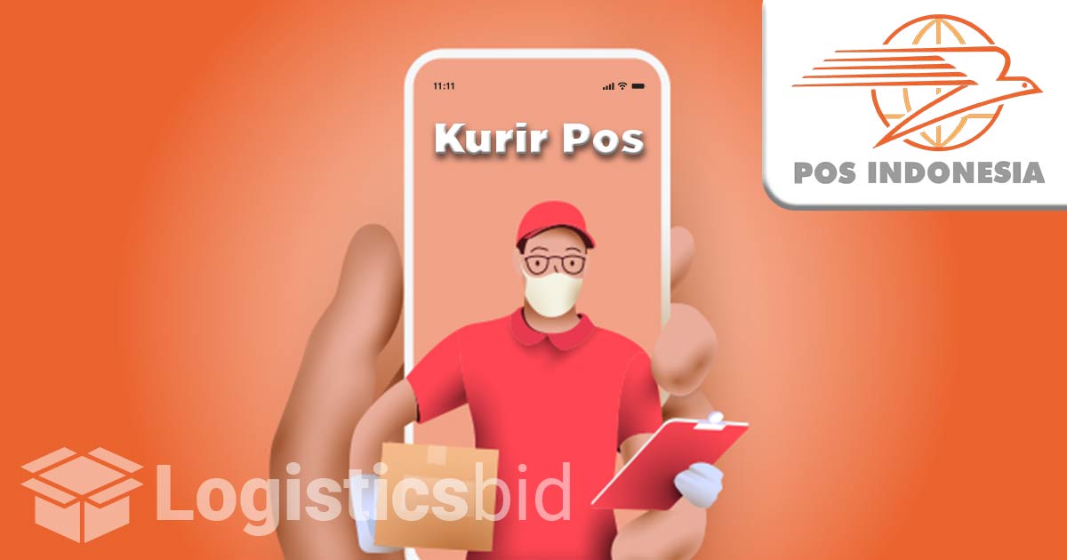 ilustrasi kurir dan paket pos